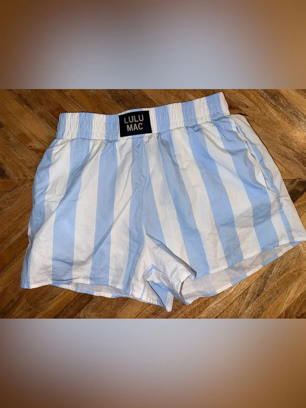 Lulu Mac Light Blue & White Striped Shorts
